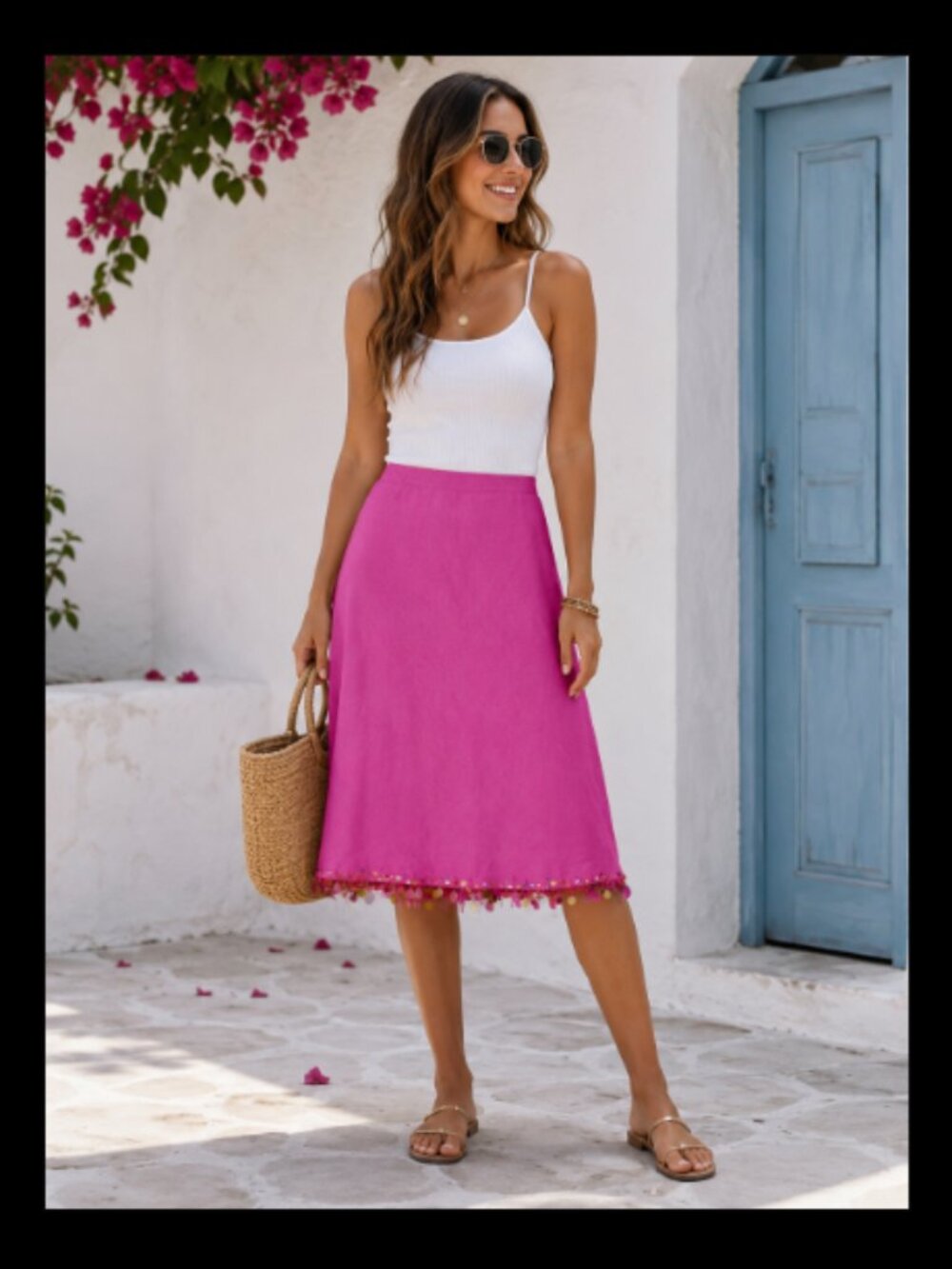 Laura Ashley Pink 100% Linen Skirt Irridescent Details at Hem Lined Size 10
